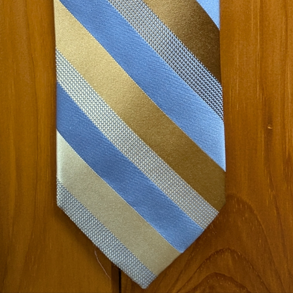 Van Heusen Striped Tie in Blue, Yellow, Gold